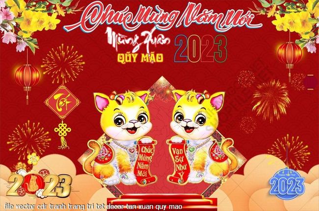 file vector cdr tranh trang tri tet decor tan xuan quy mao
